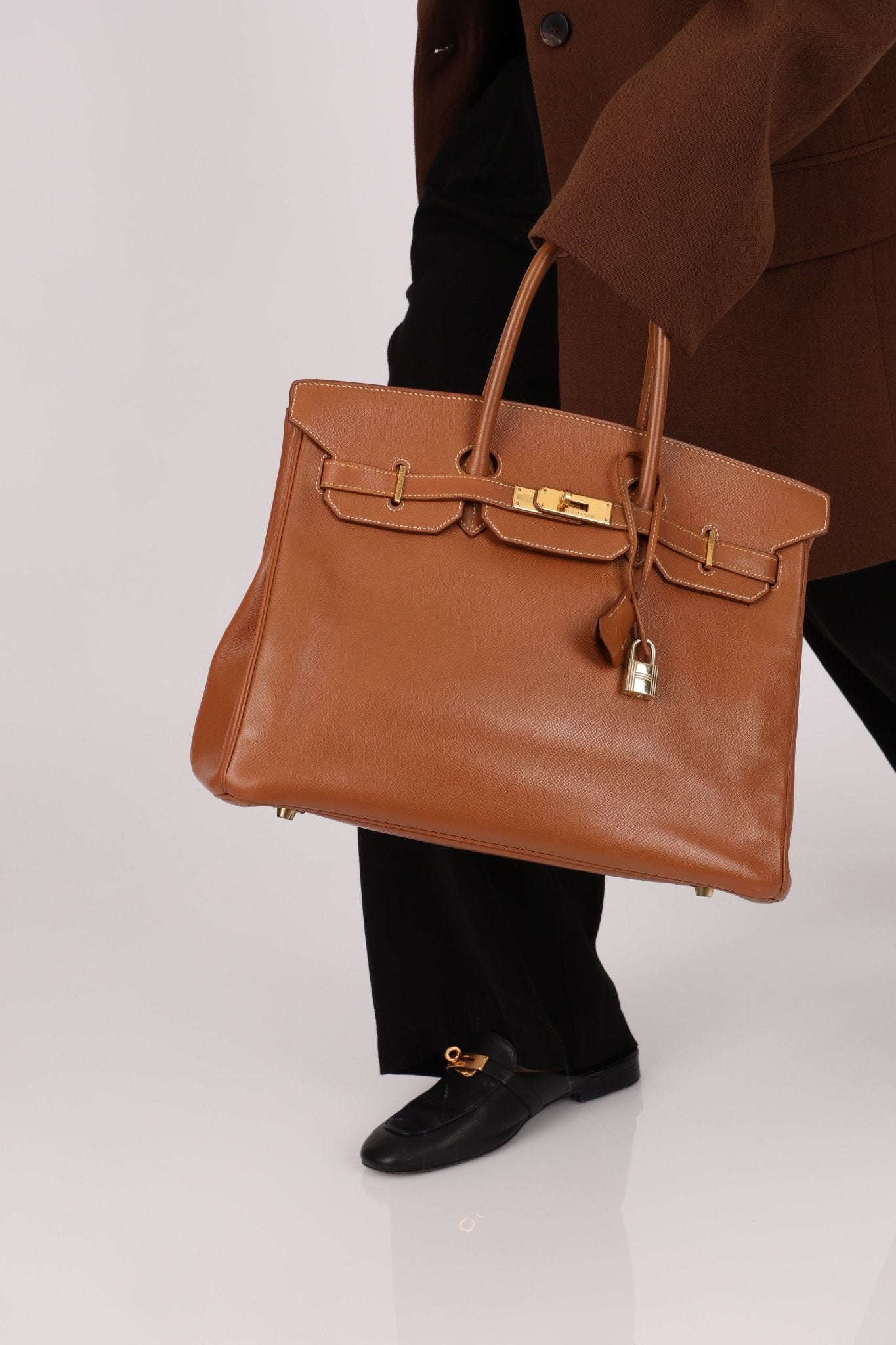 Hermès 1997 Gold Courchevel Retourne Birkin 35 GHW - FashioNica