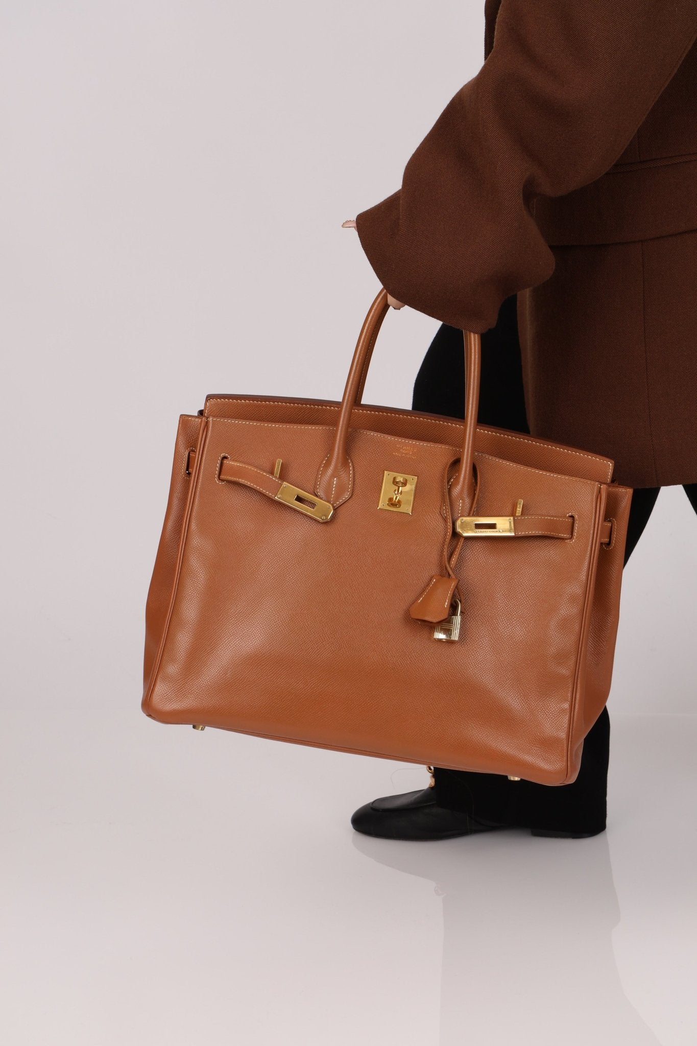 Hermès 1997 Gold Courchevel Retourne Birkin 35 GHW - FashioNica