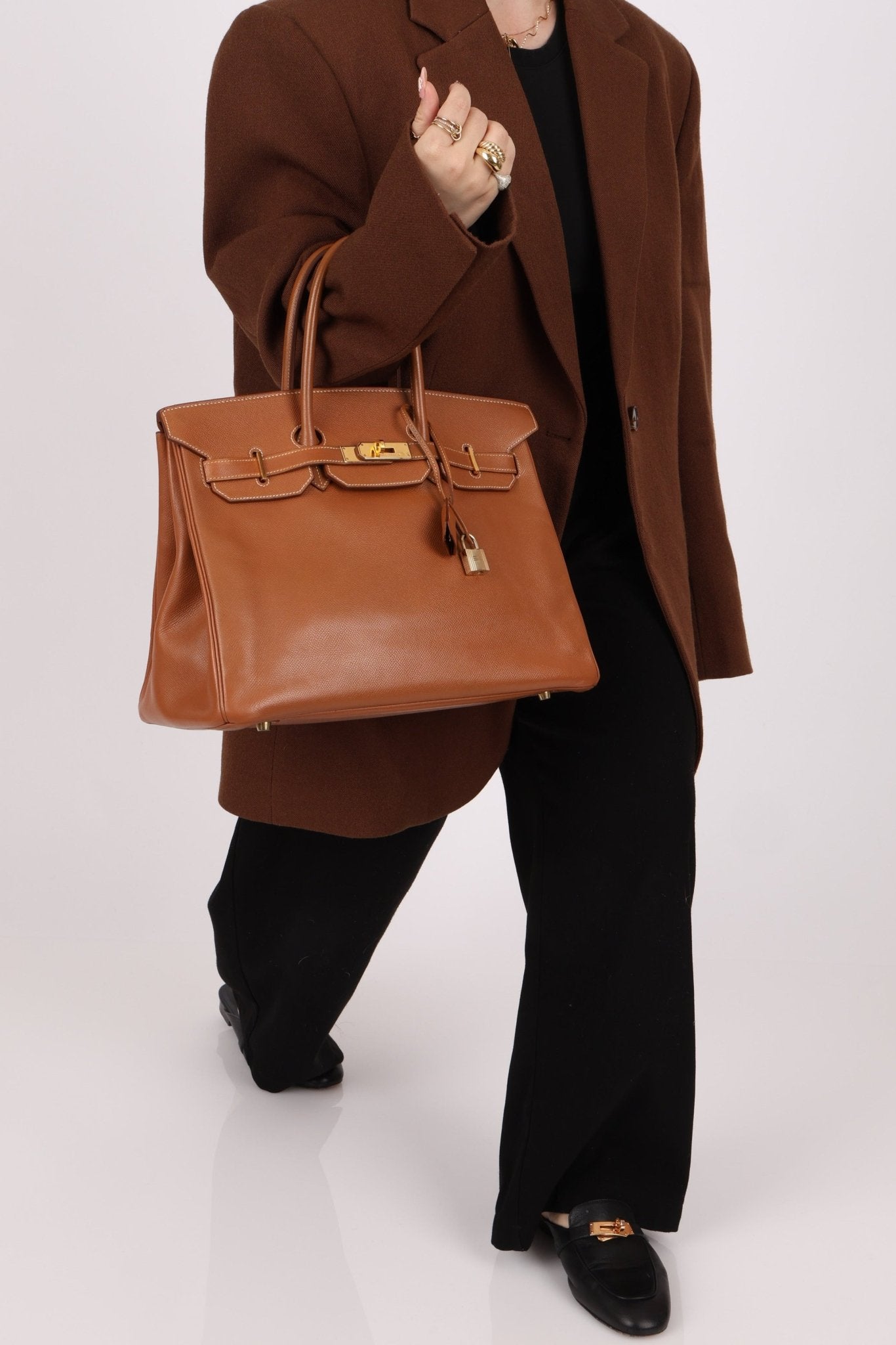 Hermès 1997 Gold Courchevel Retourne Birkin 35 GHW - FashioNica