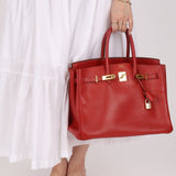 Hermès 1997 Retourne Rouge Vif Ardennes Birkin 35 GHW - FashioNica
