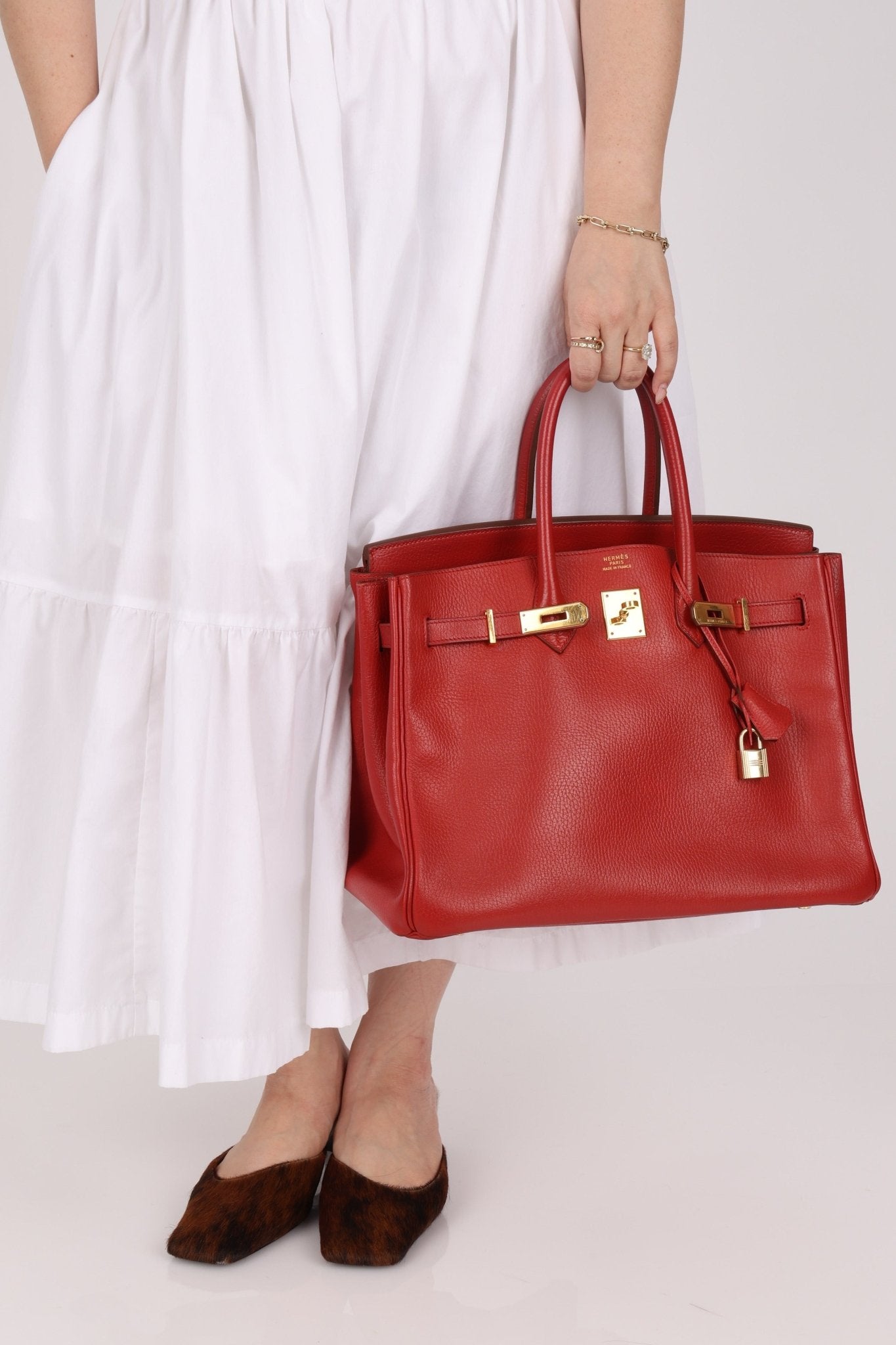 Hermès 1997 Retourne Rouge Vif Ardennes Birkin 35 GHW - FashioNica