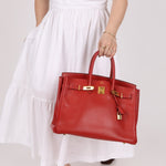 Hermès 1997 Retourne Rouge Vif Ardennes Birkin 35 GHW - FashioNica