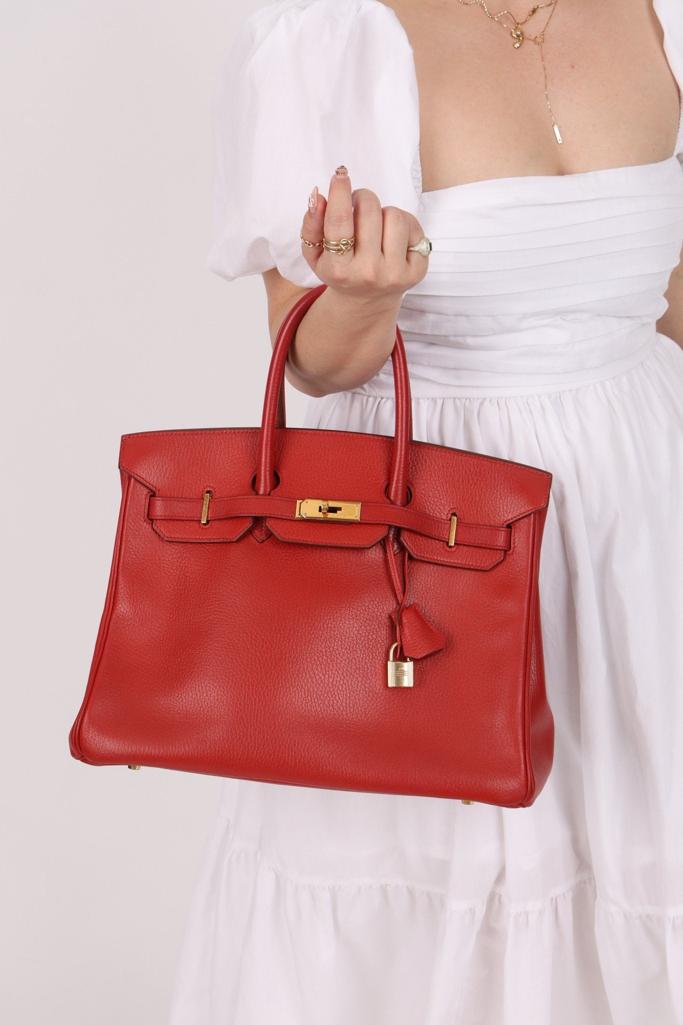 Hermès 1997 Retourne Rouge Vif Ardennes Birkin 35 GHW - FashioNica