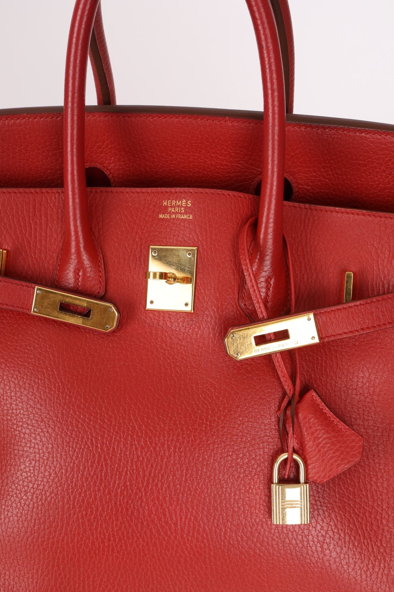 Hermès 1997 Retourne Rouge Vif Ardennes Birkin 35 GHW - FashioNica