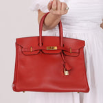 Hermès 1997 Retourne Rouge Vif Ardennes Birkin 35 GHW - FashioNica