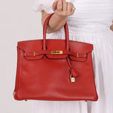 Hermès 1997 Retourne Rouge Vif Ardennes Birkin 35 GHW - FashioNica
