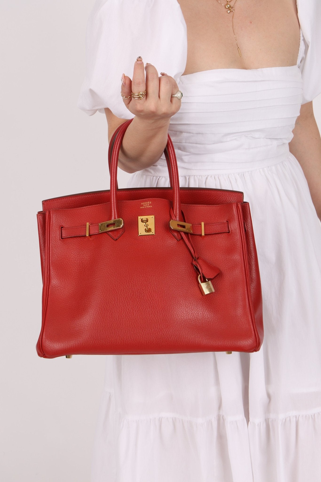Hermès 1997 Retourne Rouge Vif Ardennes Birkin 35 GHW - FashioNica