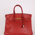 Hermès 1997 Retourne Rouge Vif Ardennes Birkin 35 GHW - FashioNica