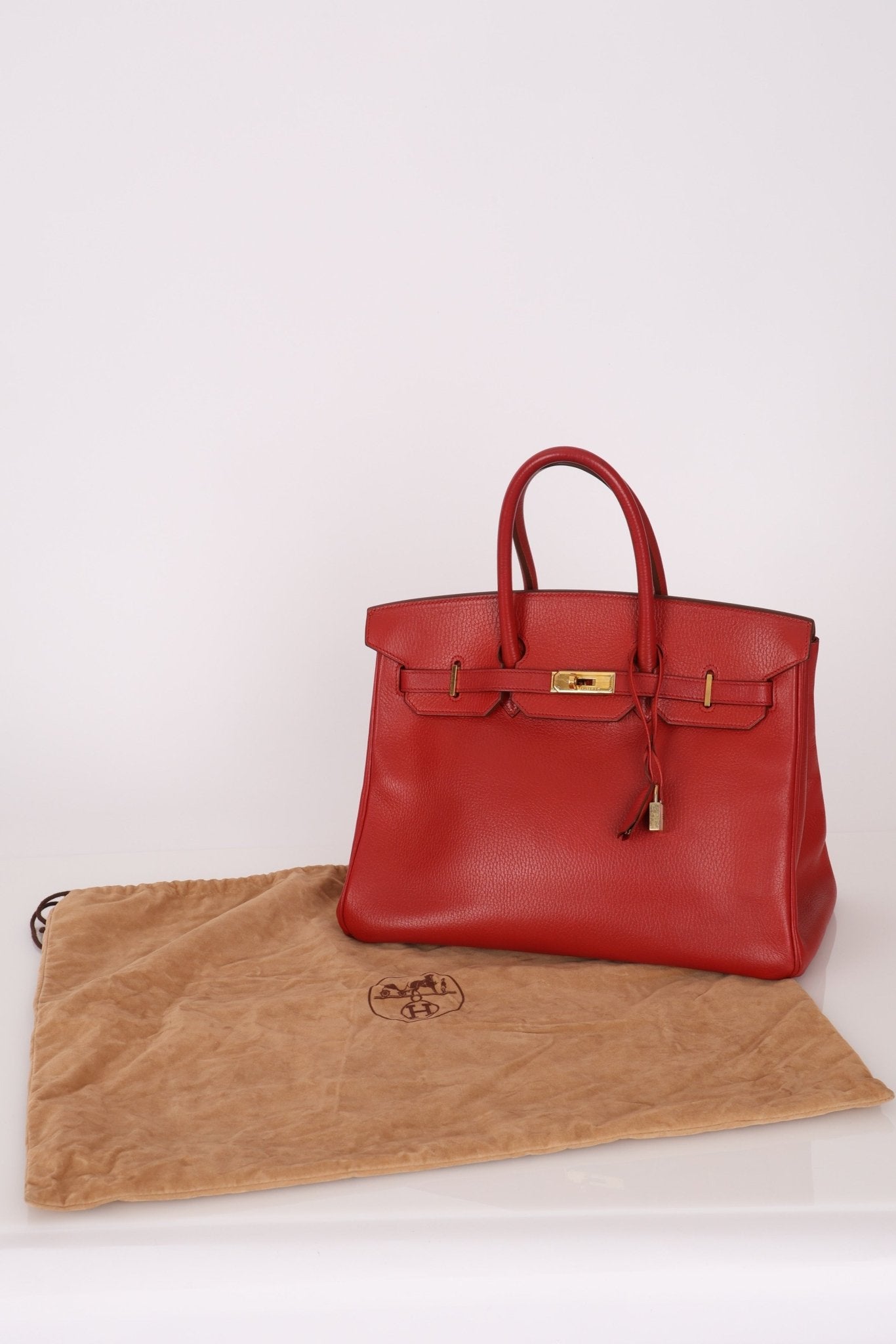 Hermès 1997 Retourne Rouge Vif Ardennes Birkin 35 GHW - FashioNica