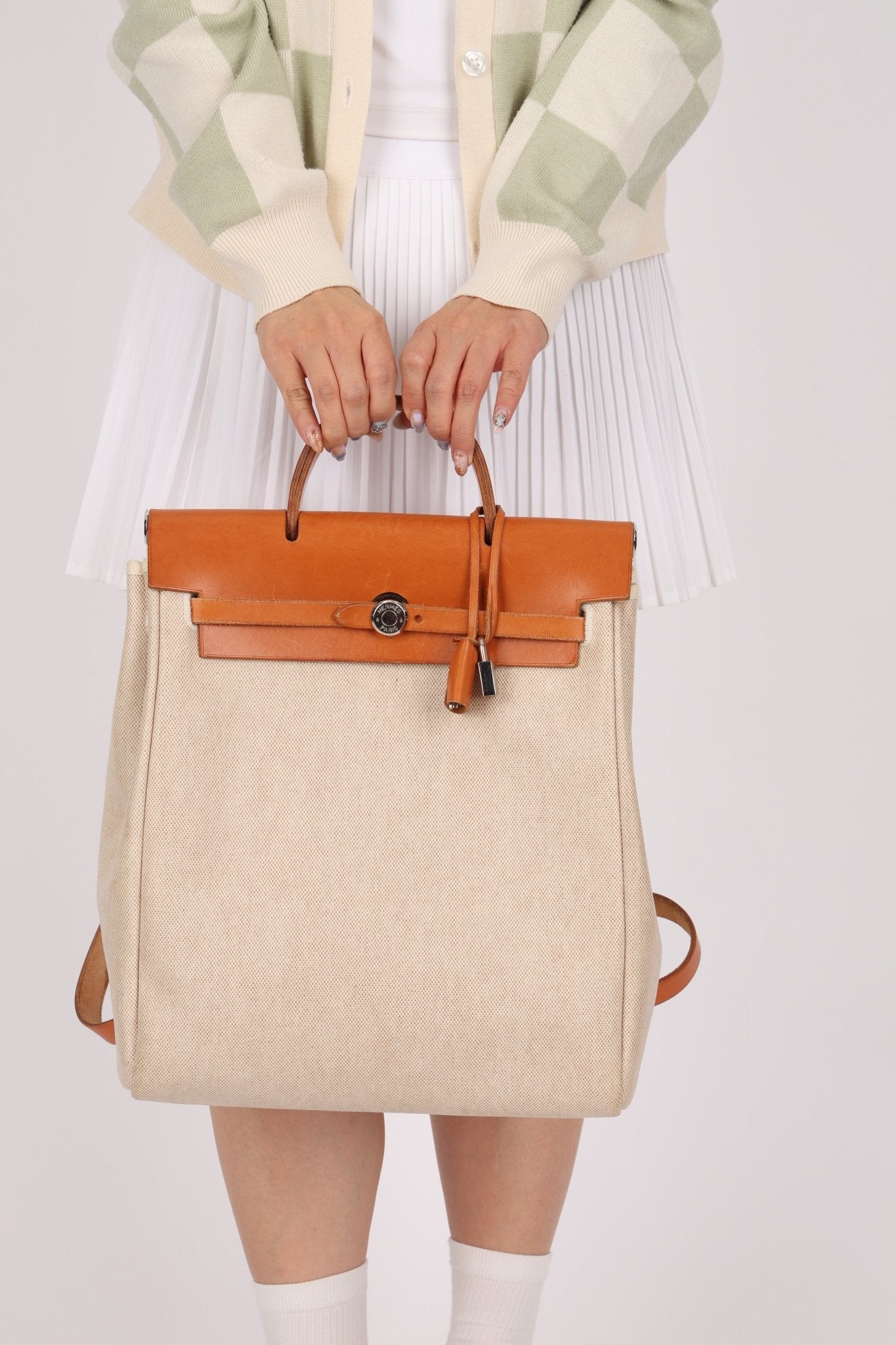 Hermès 1998 Herbag A Dos Backpack Toile PHW - FashioNica