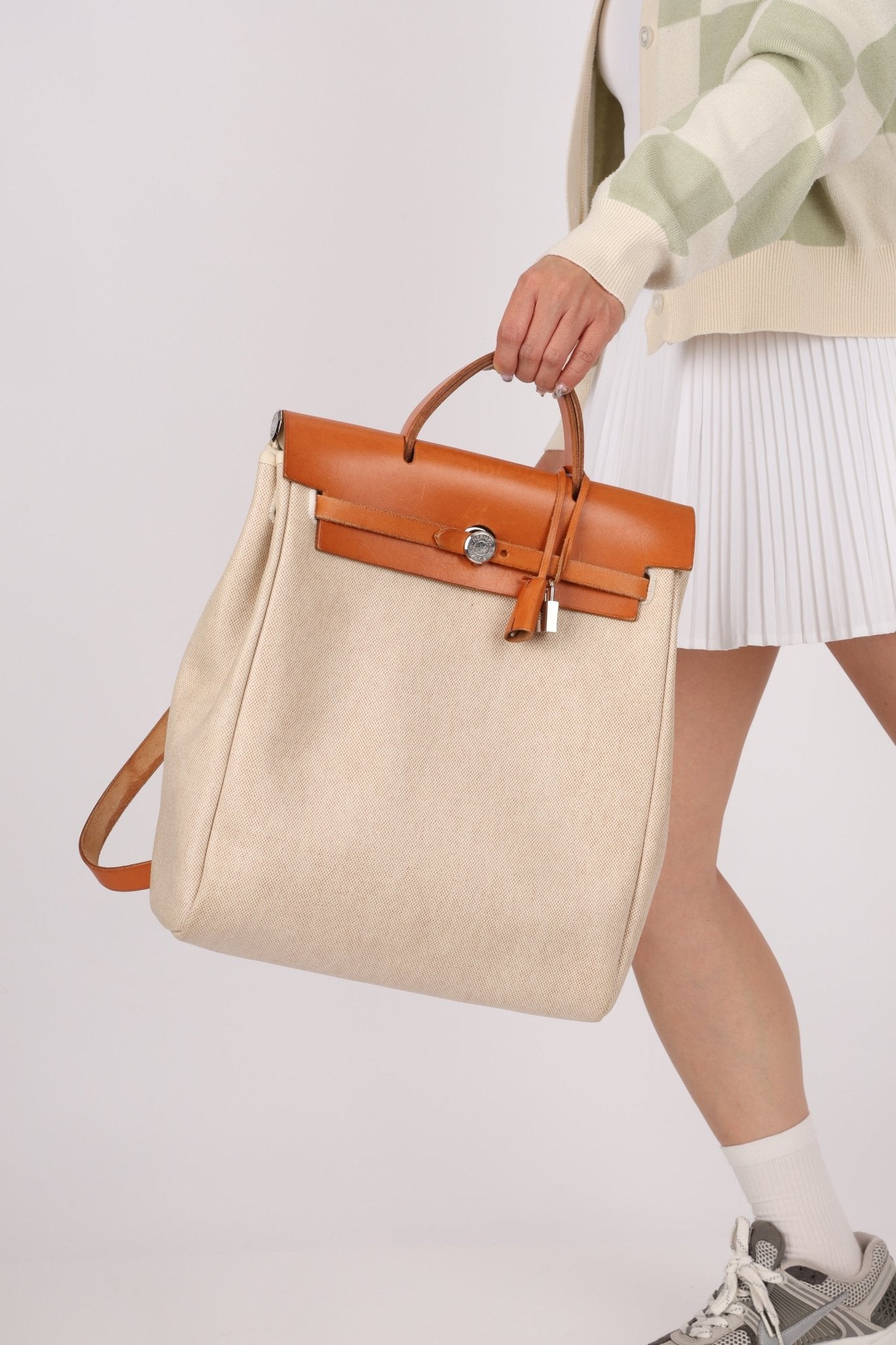 Hermès 1998 Herbag A Dos Backpack Toile PHW - FashioNica