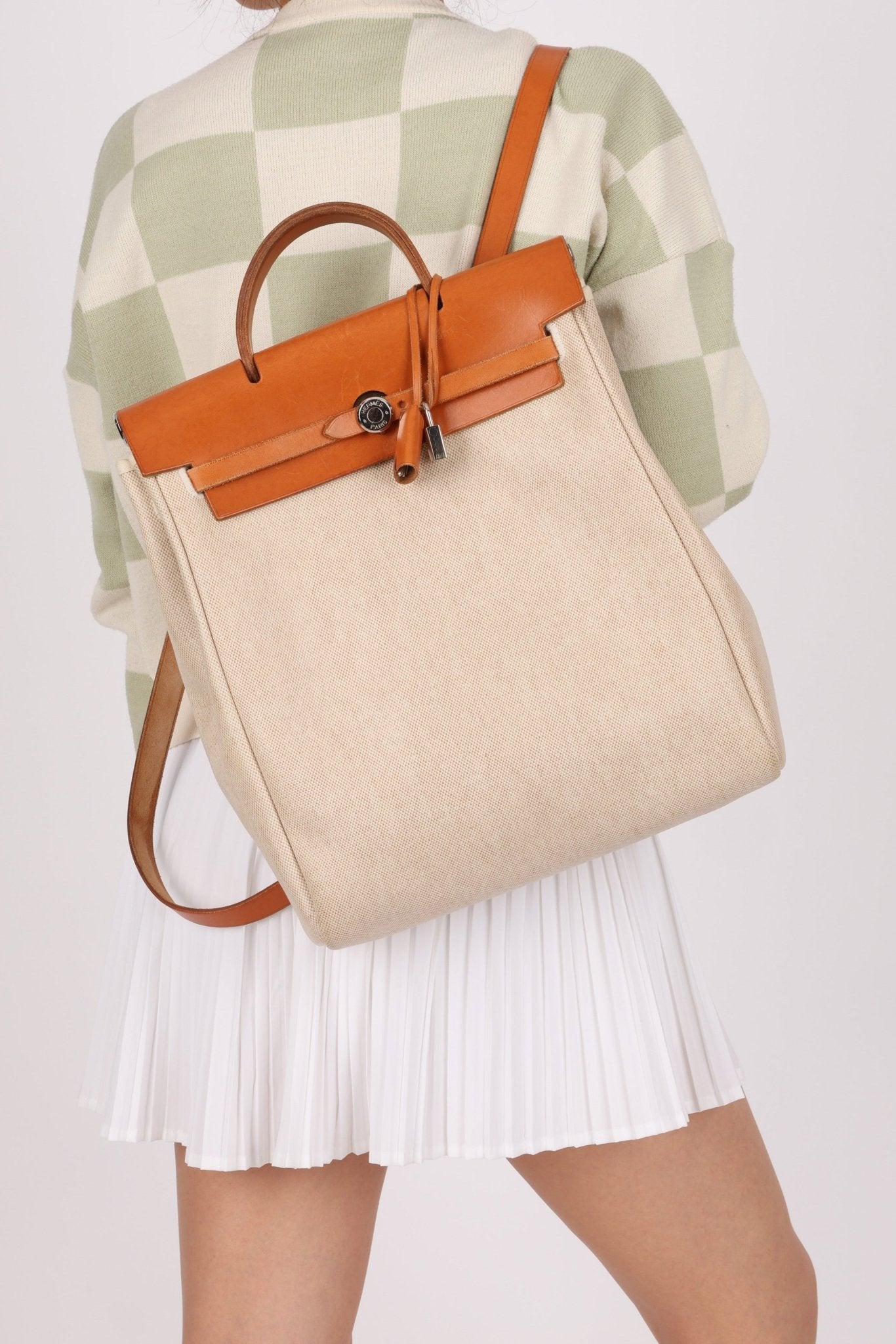 Hermès 1998 Herbag A Dos Backpack Toile PHW - FashioNica