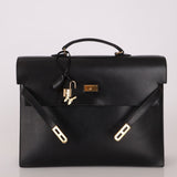 Hermès 2000 Noir Box Kelly Dépêches 38 GHW - FashioNica