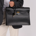 Hermès 2000 Noir Box Kelly Dépêches 38 GHW - FashioNica