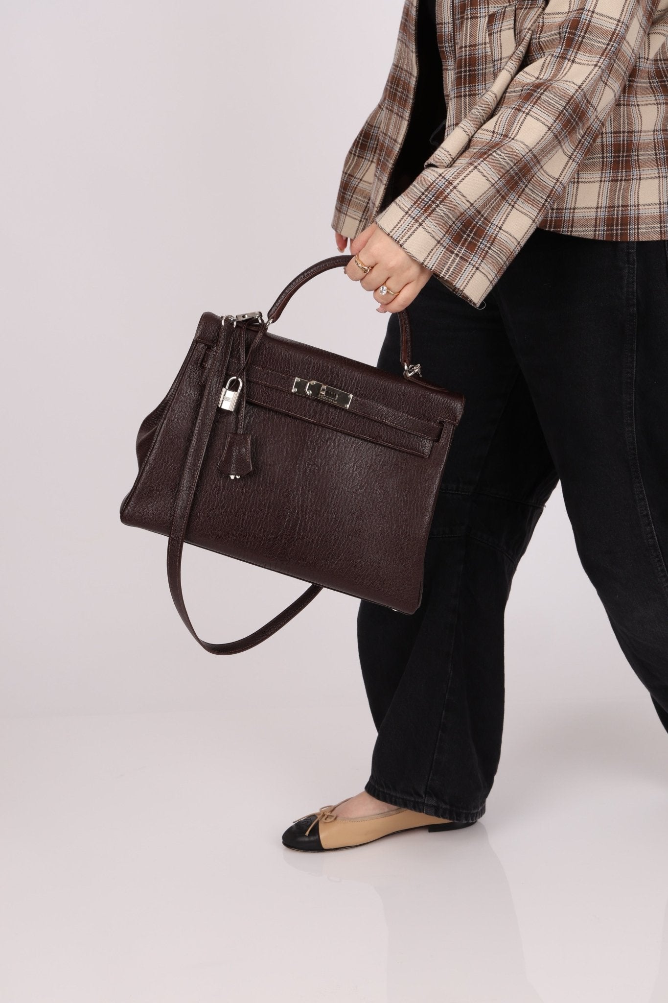 Hermès 2001 Ébène Fjord Retourne 32 Kelly PHW - FashioNica