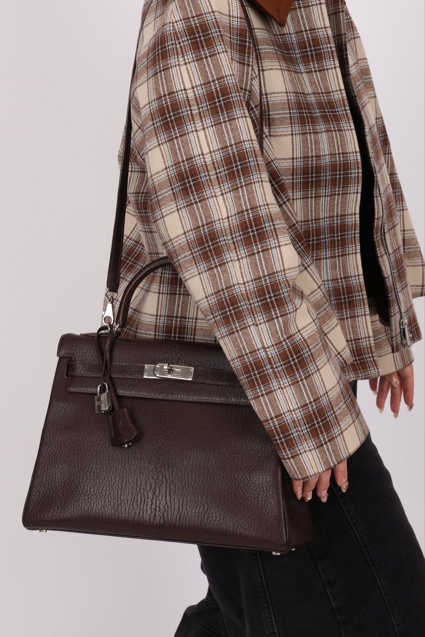 Hermès 2001 Ébène Fjord Retourne 32 Kelly PHW - FashioNica