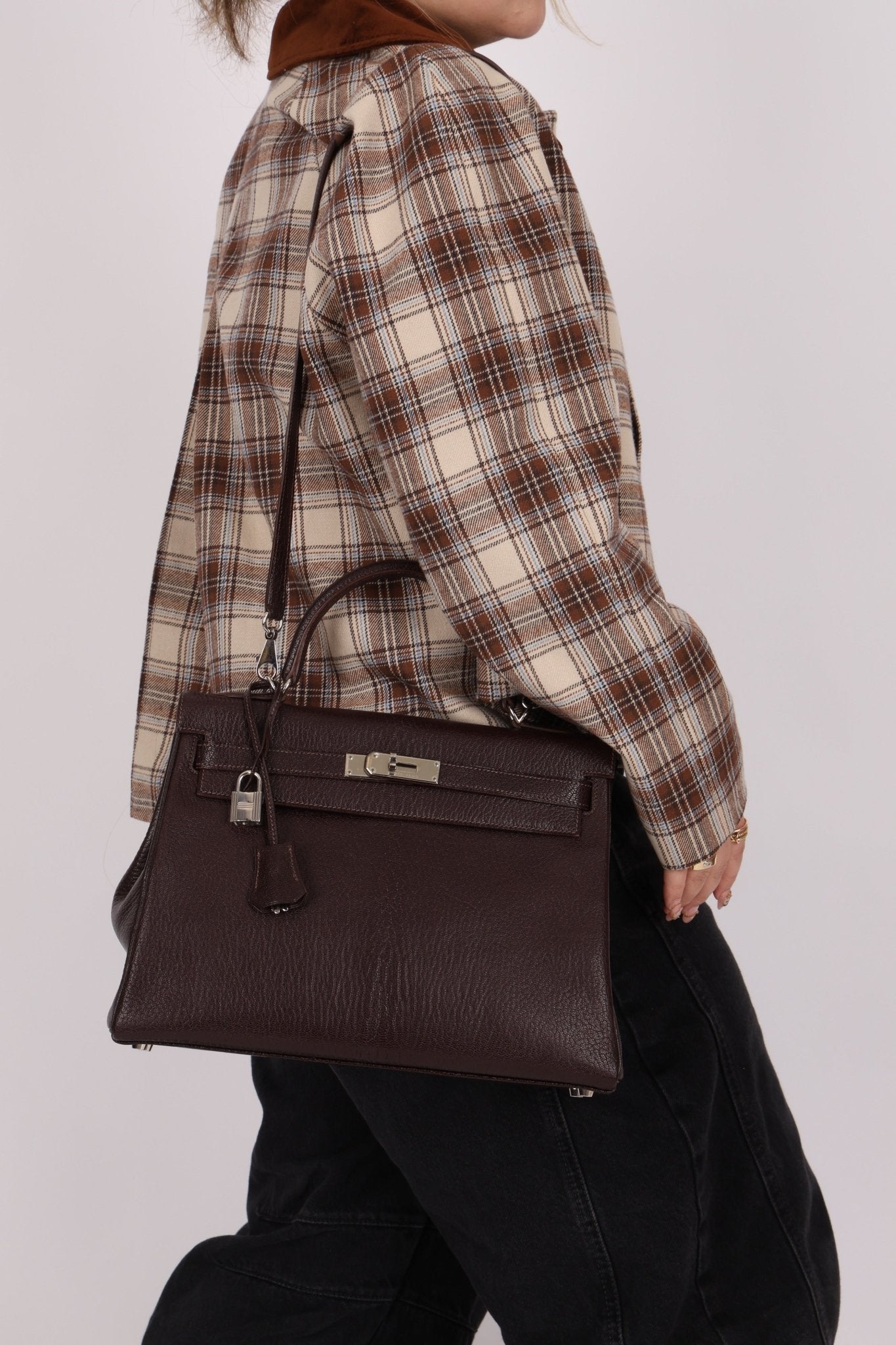 Hermès 2001 Ébène Fjord Retourne 32 Kelly PHW - FashioNica