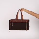 Hermès 2002 Rouge Sellier Vache Hunter and Ebene Toile Cabas Herbag 38 GHW - FashioNica