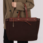 Hermès 2002 Rouge Sellier Vache Hunter and Ebene Toile Cabas Herbag 38 GHW - FashioNica