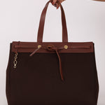 Hermès 2002 Rouge Sellier Vache Hunter and Ebene Toile Cabas Herbag 38 GHW - FashioNica