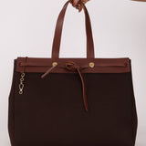 Hermès 2002 Rouge Sellier Vache Hunter and Ebene Toile Cabas Herbag 38 GHW - FashioNica