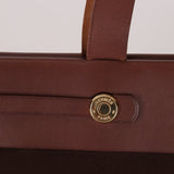 Hermès 2002 Rouge Sellier Vache Hunter and Ebene Toile Cabas Herbag 38 GHW - FashioNica