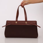 Hermès 2002 Rouge Sellier Vache Hunter and Ebene Toile Cabas Herbag 38 GHW - FashioNica