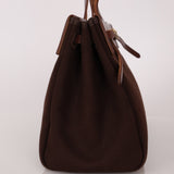 Hermès 2002 Rouge Sellier Vache Hunter and Ebene Toile Cabas Herbag 38 GHW - FashioNica