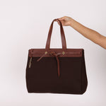 Hermès 2002 Rouge Sellier Vache Hunter and Ebene Toile Cabas Herbag 38 GHW - FashioNica