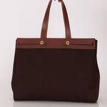 Hermès 2002 Rouge Sellier Vache Hunter and Ebene Toile Cabas Herbag 38 GHW - FashioNica