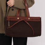 Hermès 2002 Rouge Sellier Vache Hunter and Ebene Toile Cabas Herbag 38 GHW - FashioNica