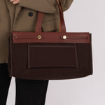 Hermès 2002 Rouge Sellier Vache Hunter and Ebene Toile Cabas Herbag 38 GHW - FashioNica