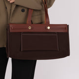 Hermès 2002 Rouge Sellier Vache Hunter and Ebene Toile Cabas Herbag 38 GHW - FashioNica