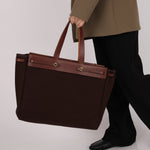 Hermès 2002 Rouge Sellier Vache Hunter and Ebene Toile Cabas Herbag 38 GHW - FashioNica