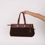 Hermès 2002 Rouge Sellier Vache Hunter and Ebene Toile Cabas Herbag 38 GHW - FashioNica