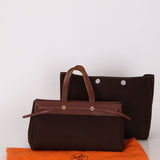 Hermès 2002 Rouge Sellier Vache Hunter and Ebene Toile Cabas Herbag 38 GHW - FashioNica