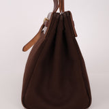 Hermès 2002 Rouge Sellier Vache Hunter and Ebene Toile Cabas Herbag 38 GHW - FashioNica