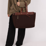 Hermès 2002 Rouge Sellier Vache Hunter and Ebene Toile Cabas Herbag 38 GHW - FashioNica