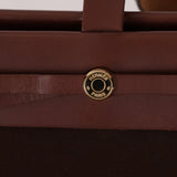 Hermès 2002 Rouge Sellier Vache Hunter and Ebene Toile Cabas Herbag 38 GHW - FashioNica