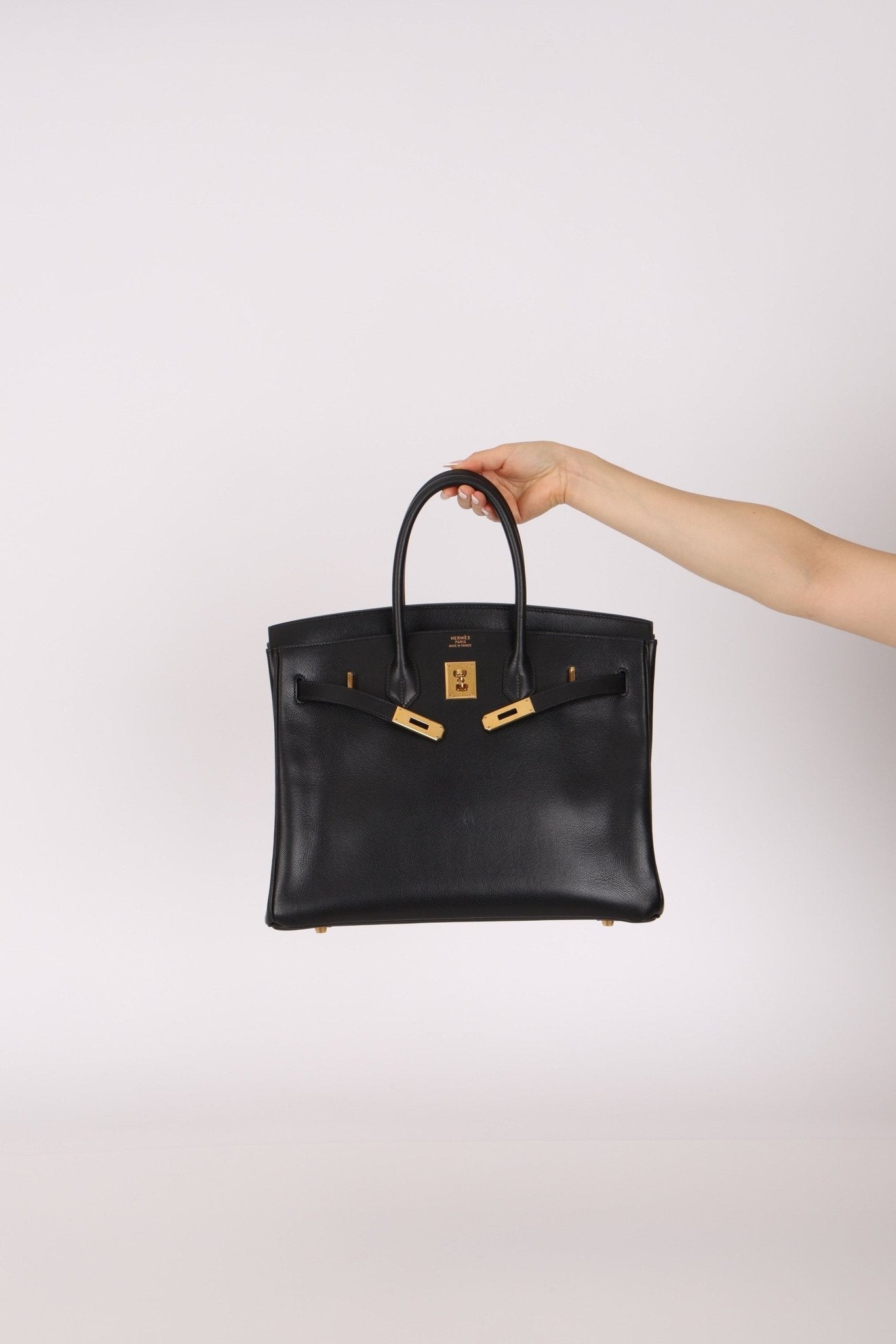 Hermès 2003 Noir Courchevel Retourne Birkin 35 GHW - FashioNica