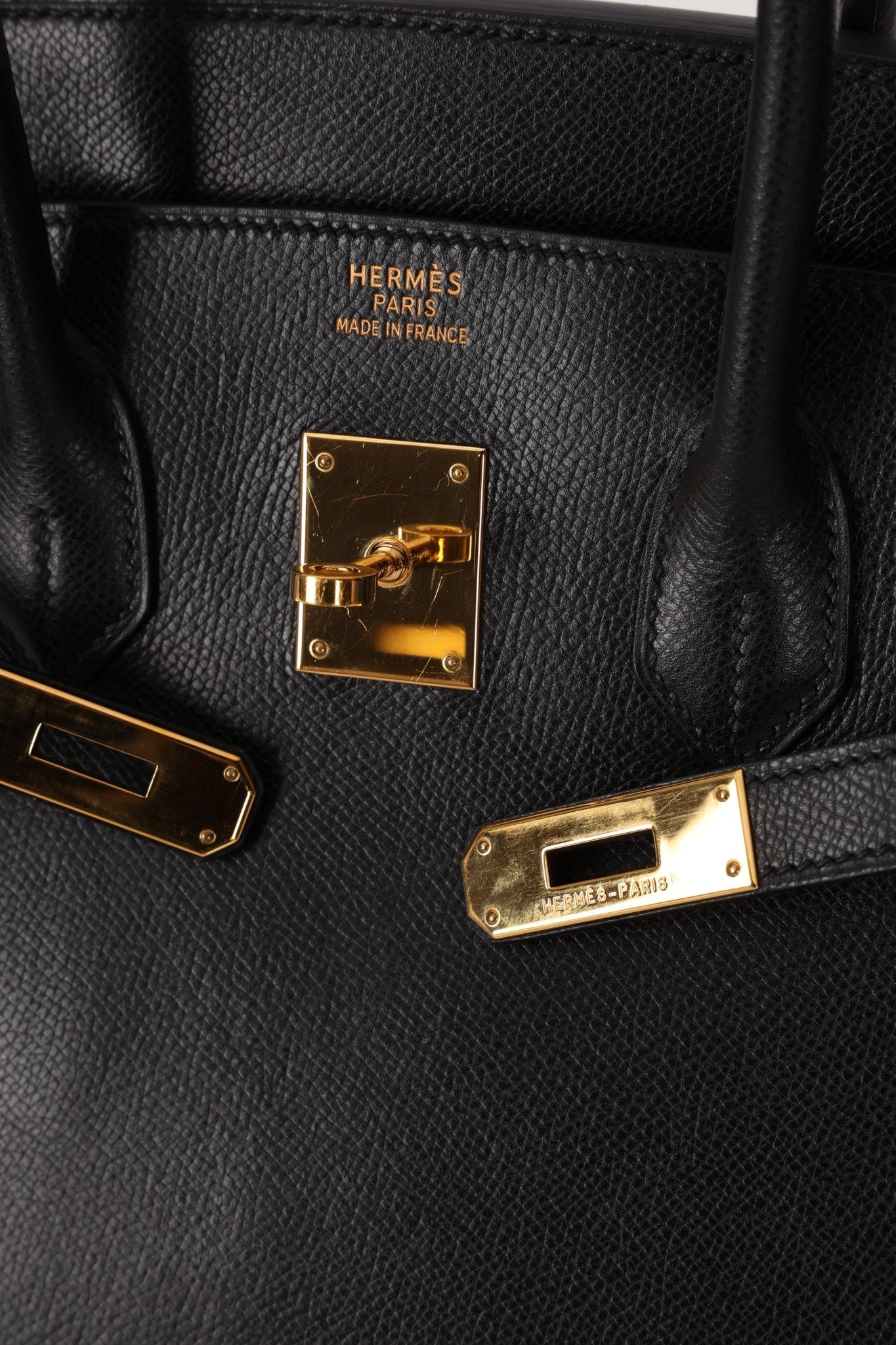 Hermès 2003 Noir Courchevel Retourne Birkin 35 GHW - FashioNica