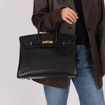 Hermès 2003 Noir Courchevel Retourne Birkin 35 GHW - FashioNica