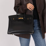 Hermès 2003 Noir Courchevel Retourne Birkin 35 GHW - FashioNica