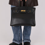 Hermès 2003 Noir Courchevel Retourne Birkin 35 GHW - FashioNica