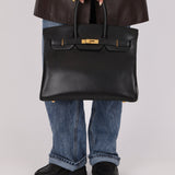 Hermès 2003 Noir Courchevel Retourne Birkin 35 GHW - FashioNica