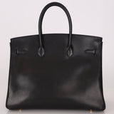 Hermès 2003 Noir Courchevel Retourne Birkin 35 GHW - FashioNica