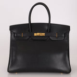 Hermès 2003 Noir Courchevel Retourne Birkin 35 GHW - FashioNica