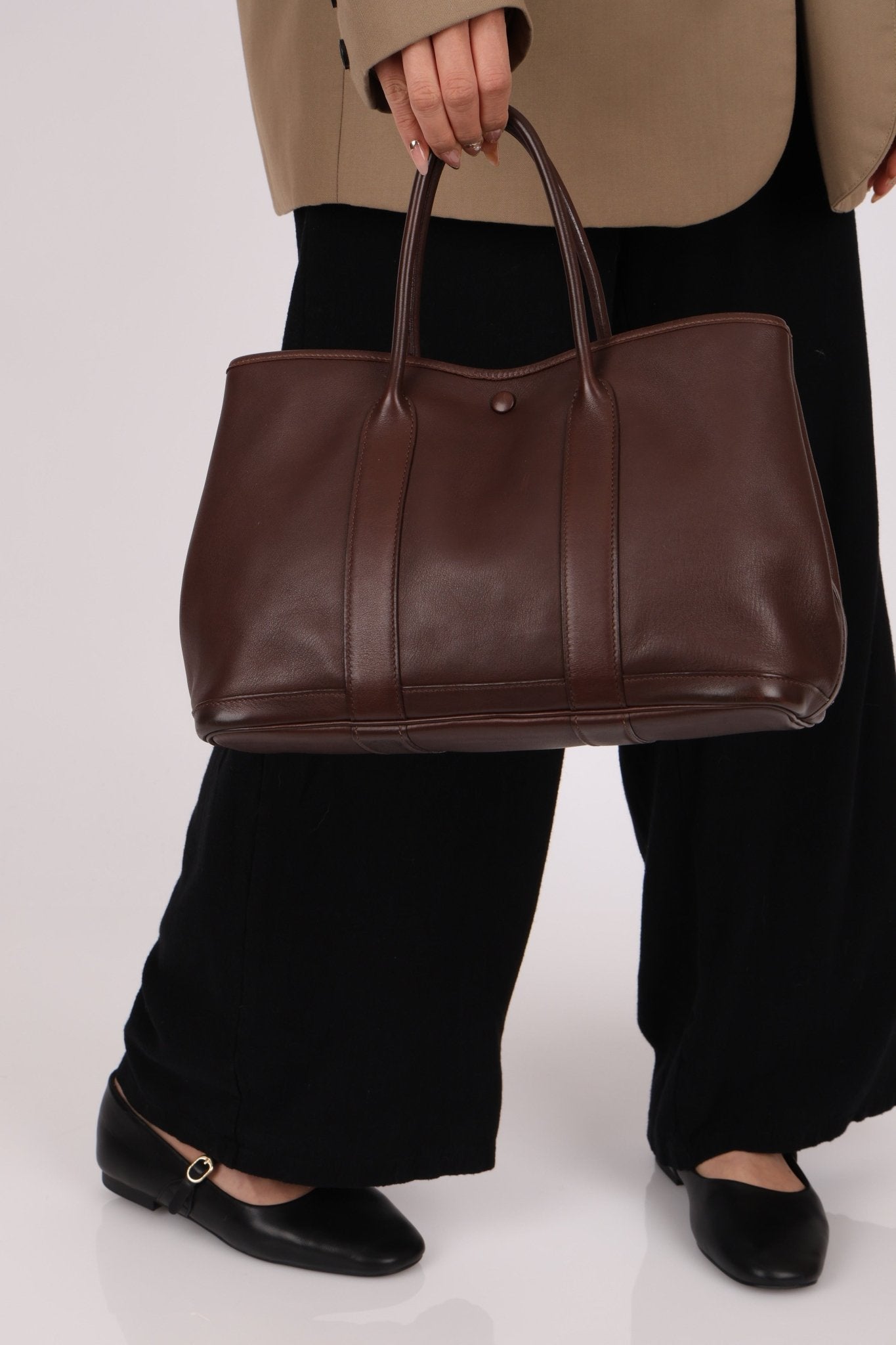 Hermès 2004 Chocolat Swift Bolduc Twilly Garden Party 30 PHW - FashioNica