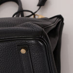 Hermès 2004 Noir Clemence Birkin 35 Retourne GHW - FashioNica