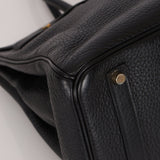Hermès 2004 Noir Clemence Birkin 35 Retourne GHW - FashioNica
